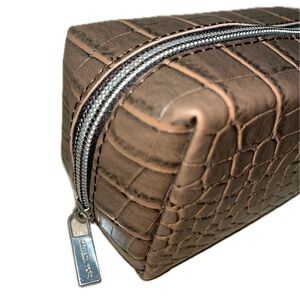 MICHAEL KORS Brown Soft Leather Croc Embossed Sunglasses/Eyeglasses Case Only